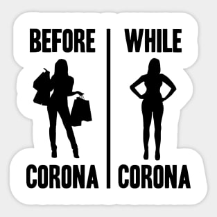 Shopping Before while Corona Covid-19 Funny Sticker
